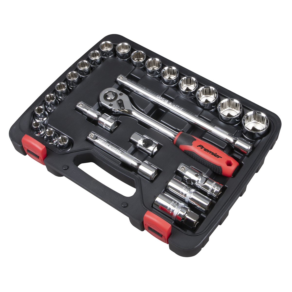 Sealey Premier Lock-On™ Socket Set 1/2"Sq Drive 26pc AK27482 - BostonPlates Autocare Centre