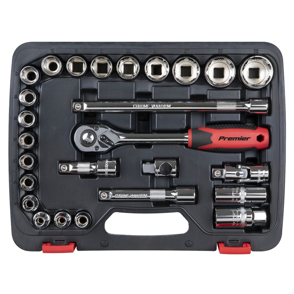 Sealey Premier Lock-On™ Socket Set 1/2"Sq Drive 26pc AK27482 - BostonPlates Autocare Centre