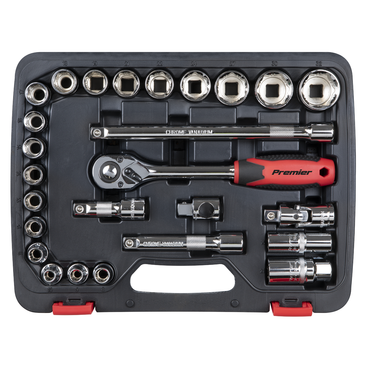 Sealey Premier Lock-On™ Socket Set 1/2"Sq Drive 26pc AK27482 - BostonPlates Autocare Centre