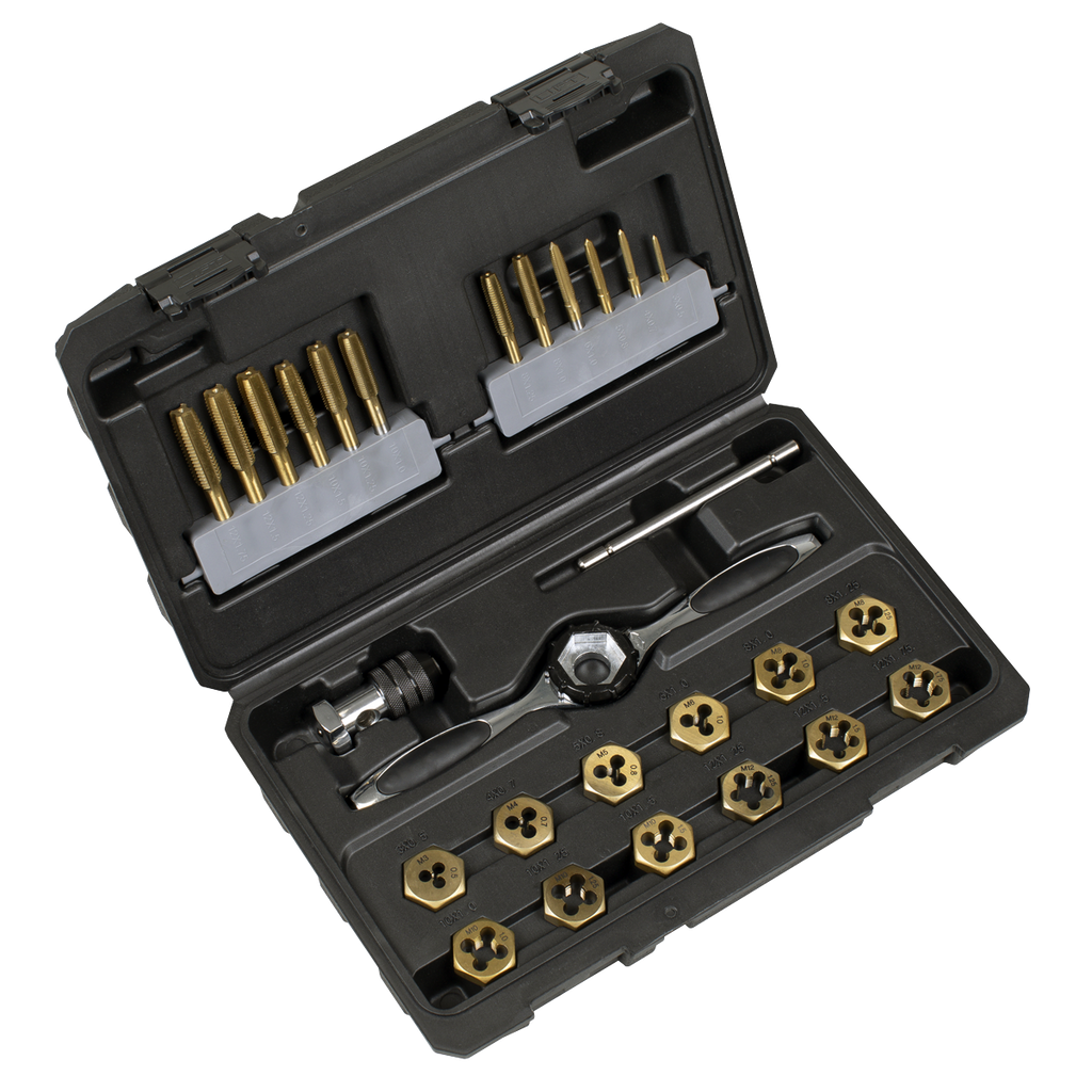 Sealey Premier Metric &amp; Imperial Titanium Coated Hexagonal Tap &amp; Die Set 46pc AK3046