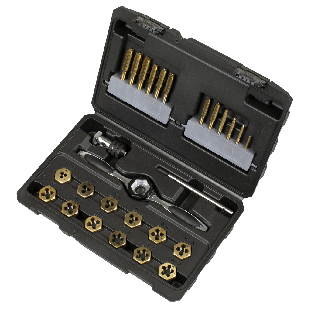 Sealey Premier Metric &amp; Imperial Titanium Coated Hexagonal Tap &amp; Die Set 46pc AK3046