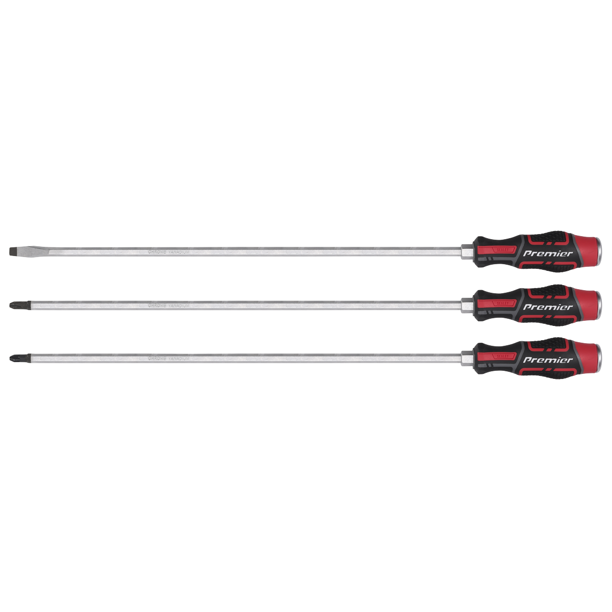 Sealey Premier Extra-Long Hammer-Thru Screwdriver Set 450mm 3pc AK4942