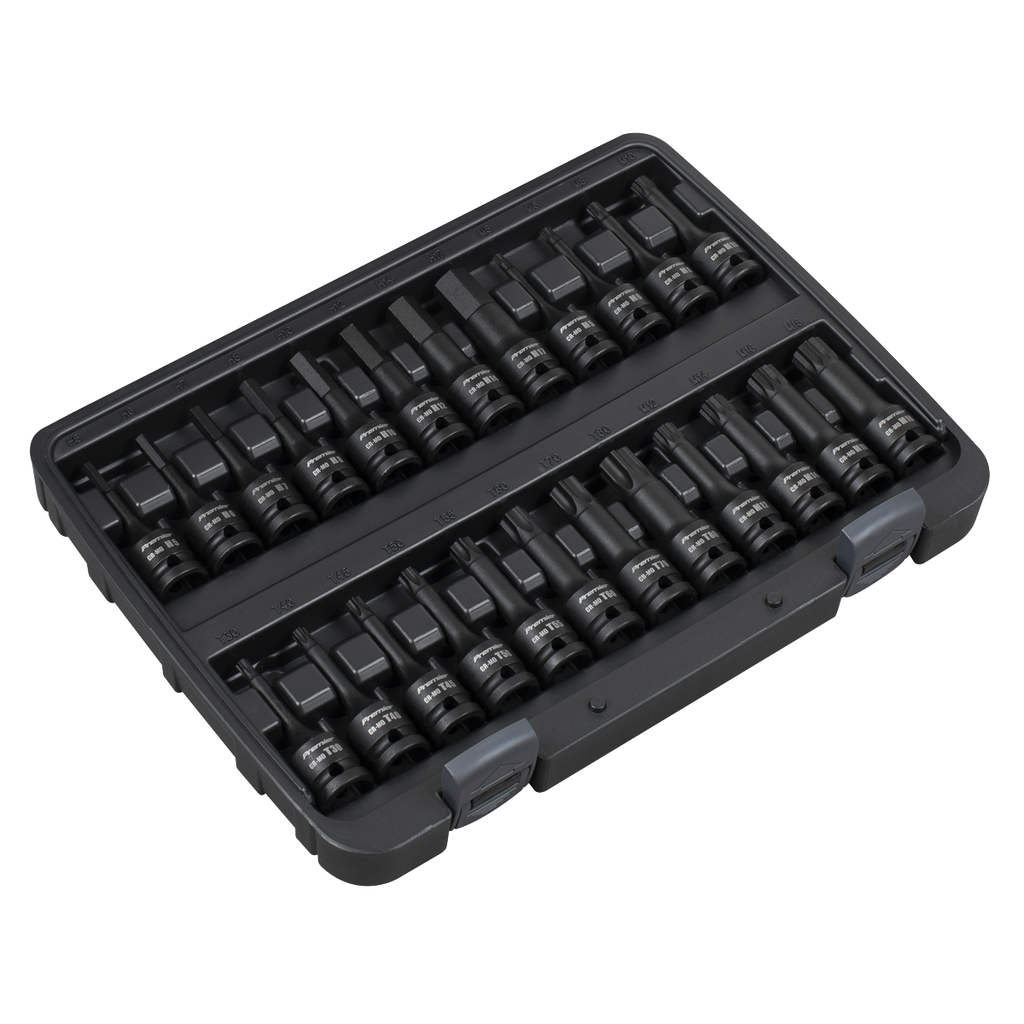 Sealey Premier Hex/TRX-Star*/Spline Impact Socket Bit Set 1/2"Sq Drive 24pc AK56000 - BostonPlates Autocare Centre