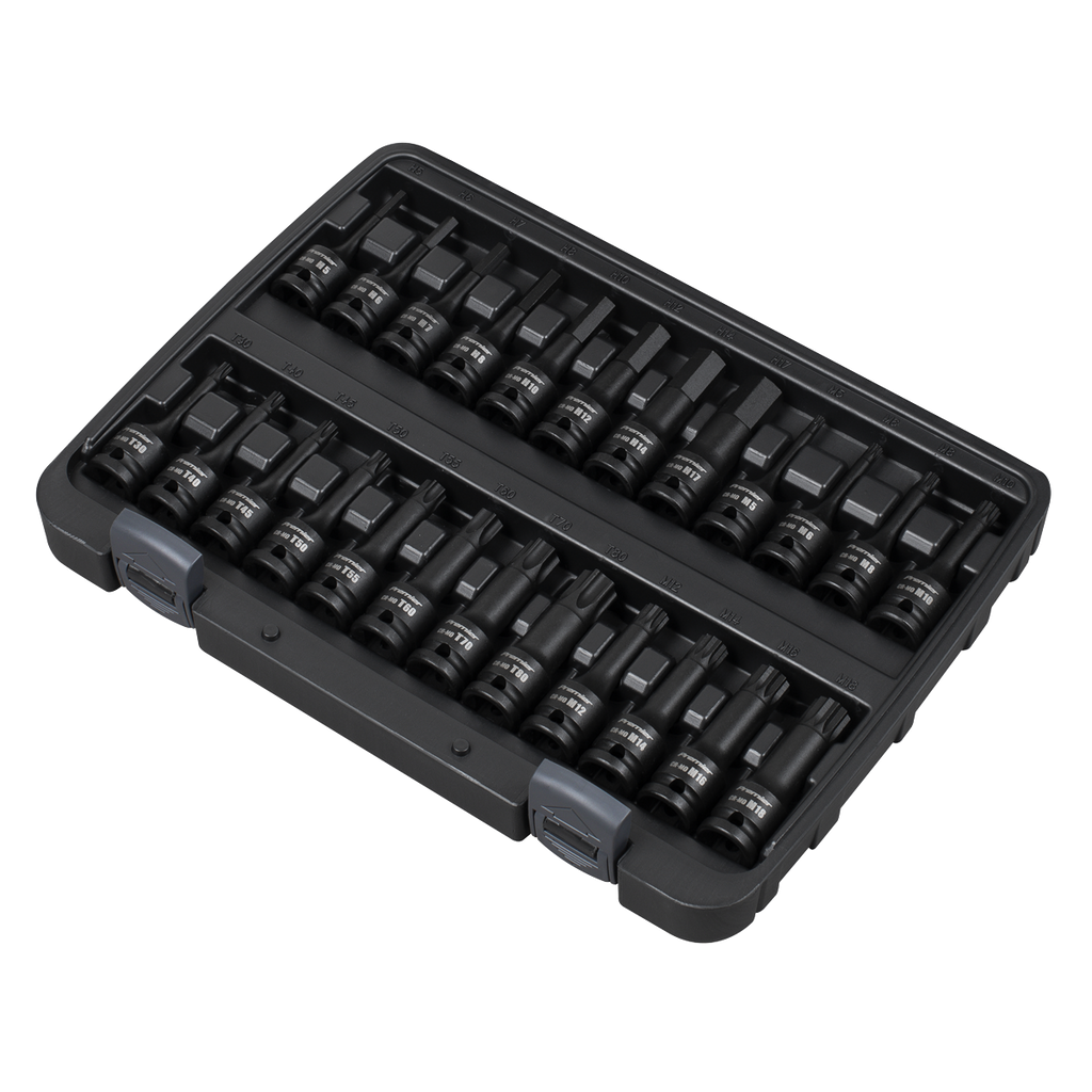 Sealey Premier Hex/TRX-Star*/Spline Impact Socket Bit Set 1/2"Sq Drive 24pc AK56000 - BostonPlates Autocare Centre