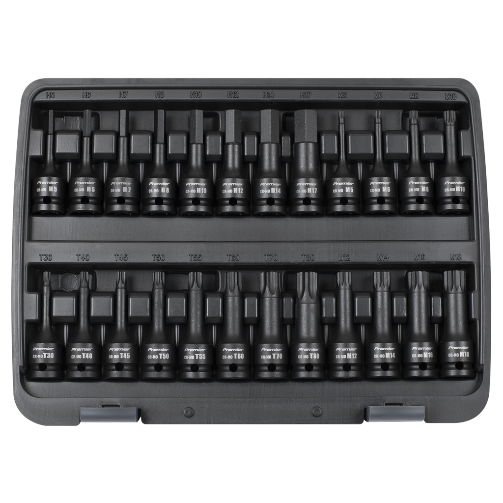 Sealey Premier Hex/TRX-Star*/Spline Impact Socket Bit Set 1/2"Sq Drive 24pc AK56000 - BostonPlates Autocare Centre