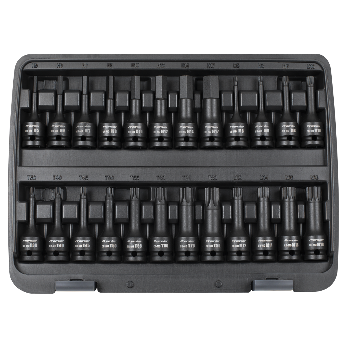 Sealey Premier Hex/TRX-Star*/Spline Impact Socket Bit Set 1/2"Sq Drive 24pc AK56000 - BostonPlates Autocare Centre