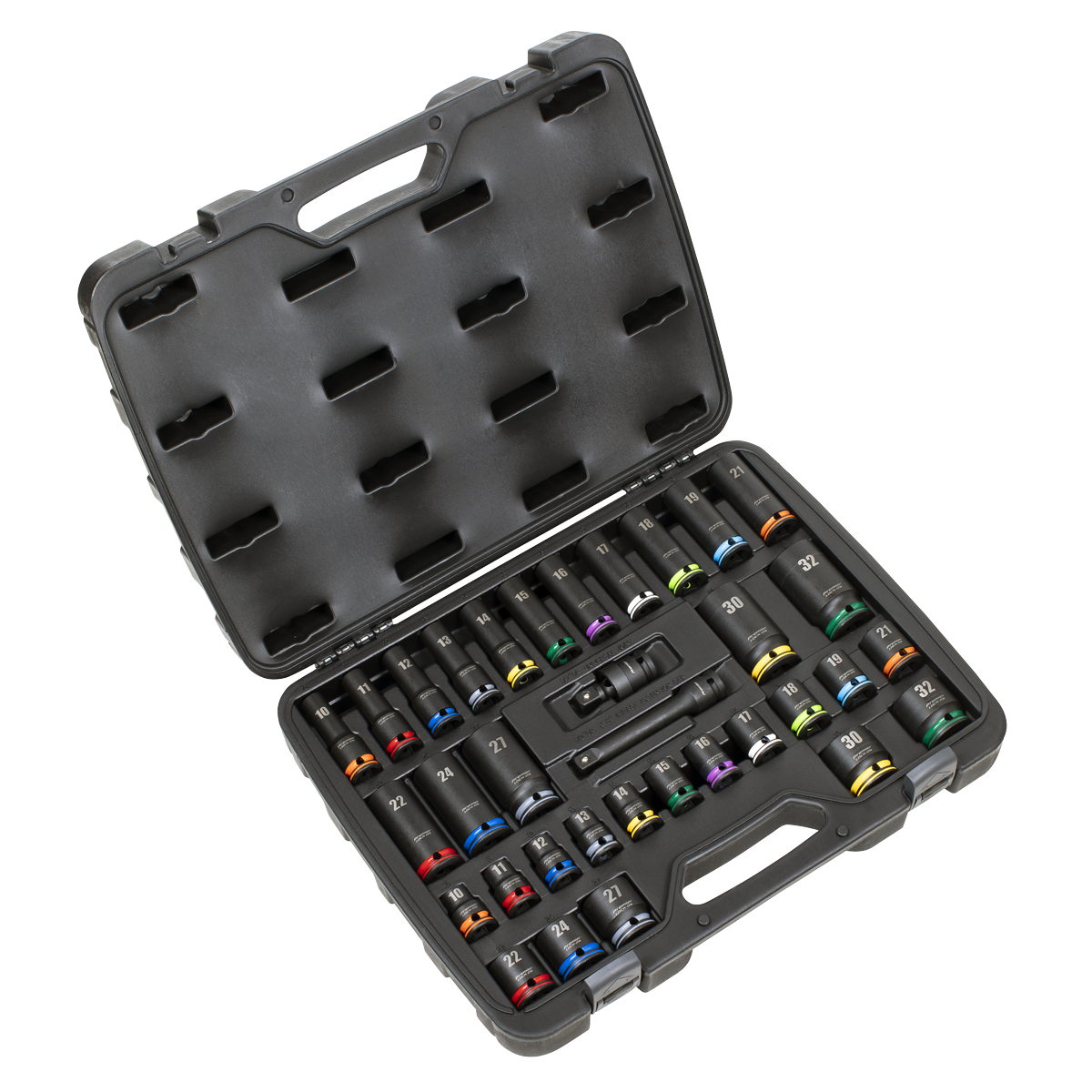 Lock-On™ Standard & Deep Impact Socket Set 34pc 1/2"Sq Drive 6pt Metric AK5636M (Copy)