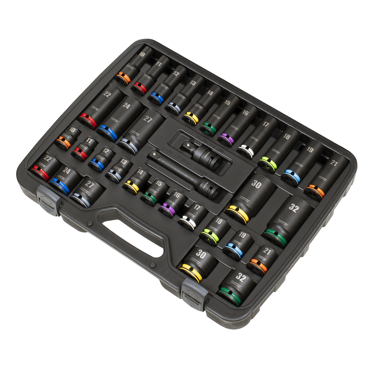 Lock-On™ Standard & Deep Impact Socket Set 34pc 1/2"Sq Drive 6pt Metric AK5636M (Copy)