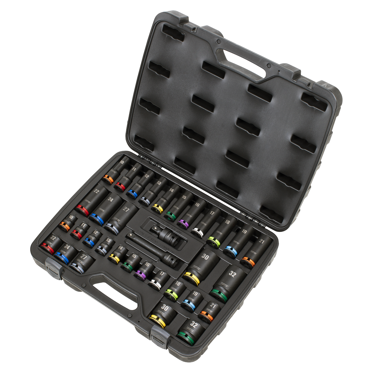 Lock-On™ Standard & Deep Impact Socket Set 34pc 1/2"Sq Drive 6pt Metric AK5636M (Copy)