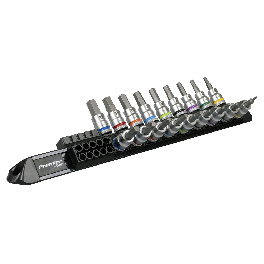 Sealey Premier Platinum Series Hex & TRX-Star* Socket Bit Set 3/8"Sq Drive 18pc AK6252