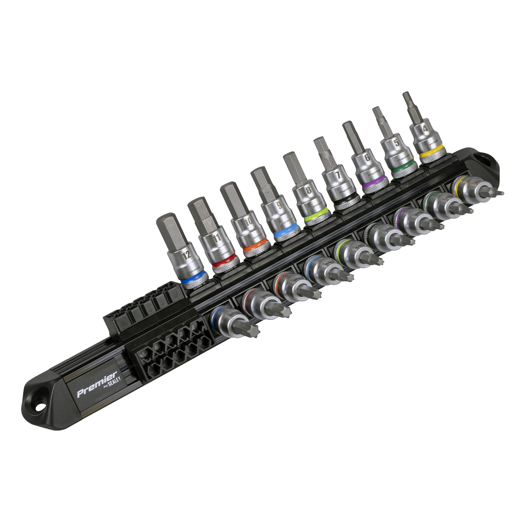 Sealey Premier Platinum Series Hex & TRX-Star* Socket Bit Set 3/8"Sq Drive 18pc AK6252