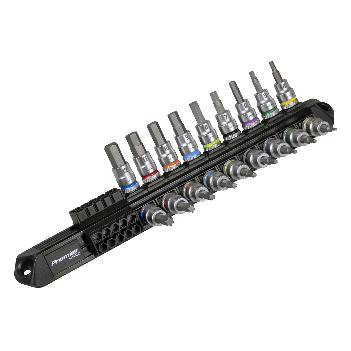 Sealey Premier Platinum Series Hex & TRX-Star* Socket Bit Set 3/8"Sq Drive 18pc AK6252
