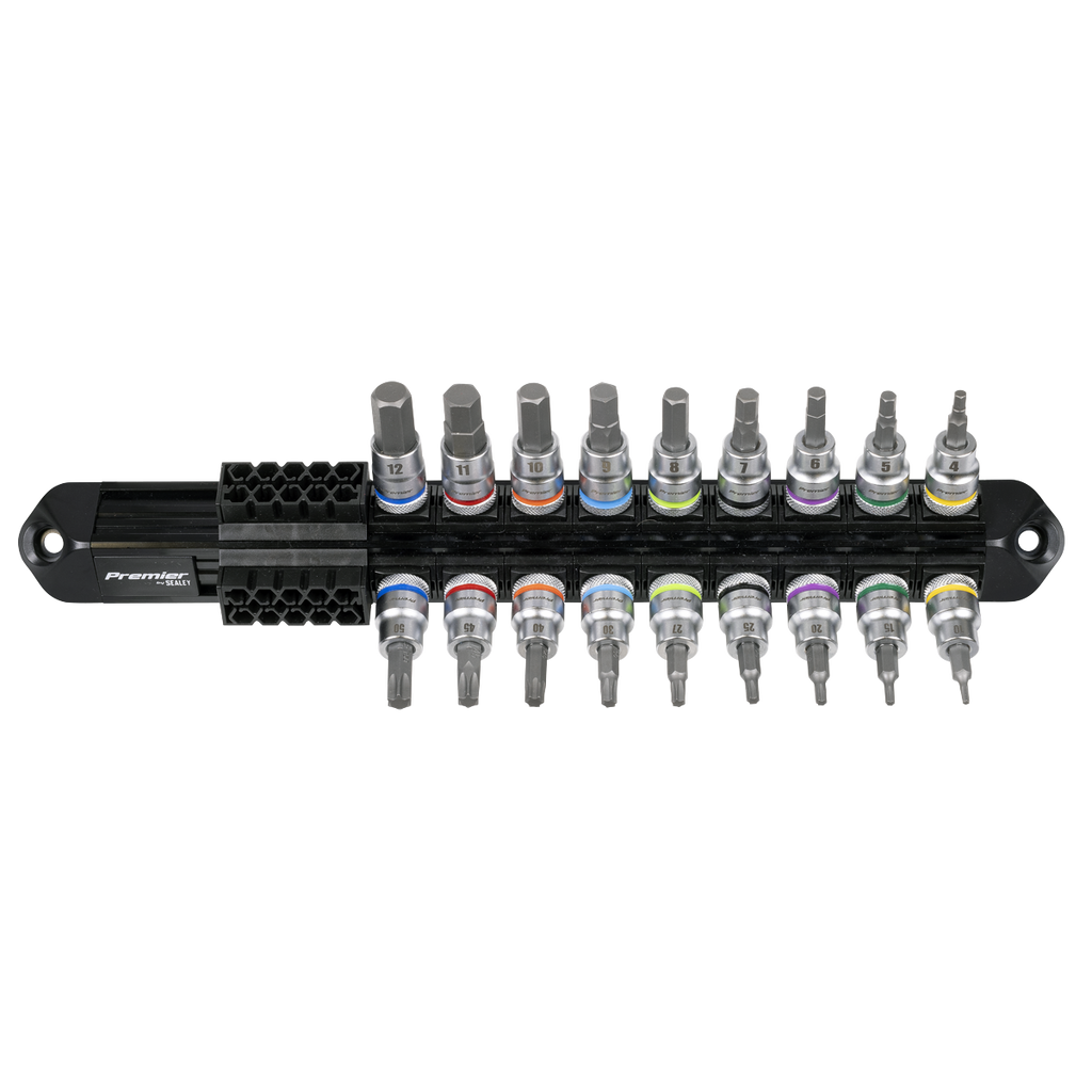 Sealey Premier Platinum Series Hex & TRX-Star* Socket Bit Set 3/8"Sq Drive 18pc AK6252