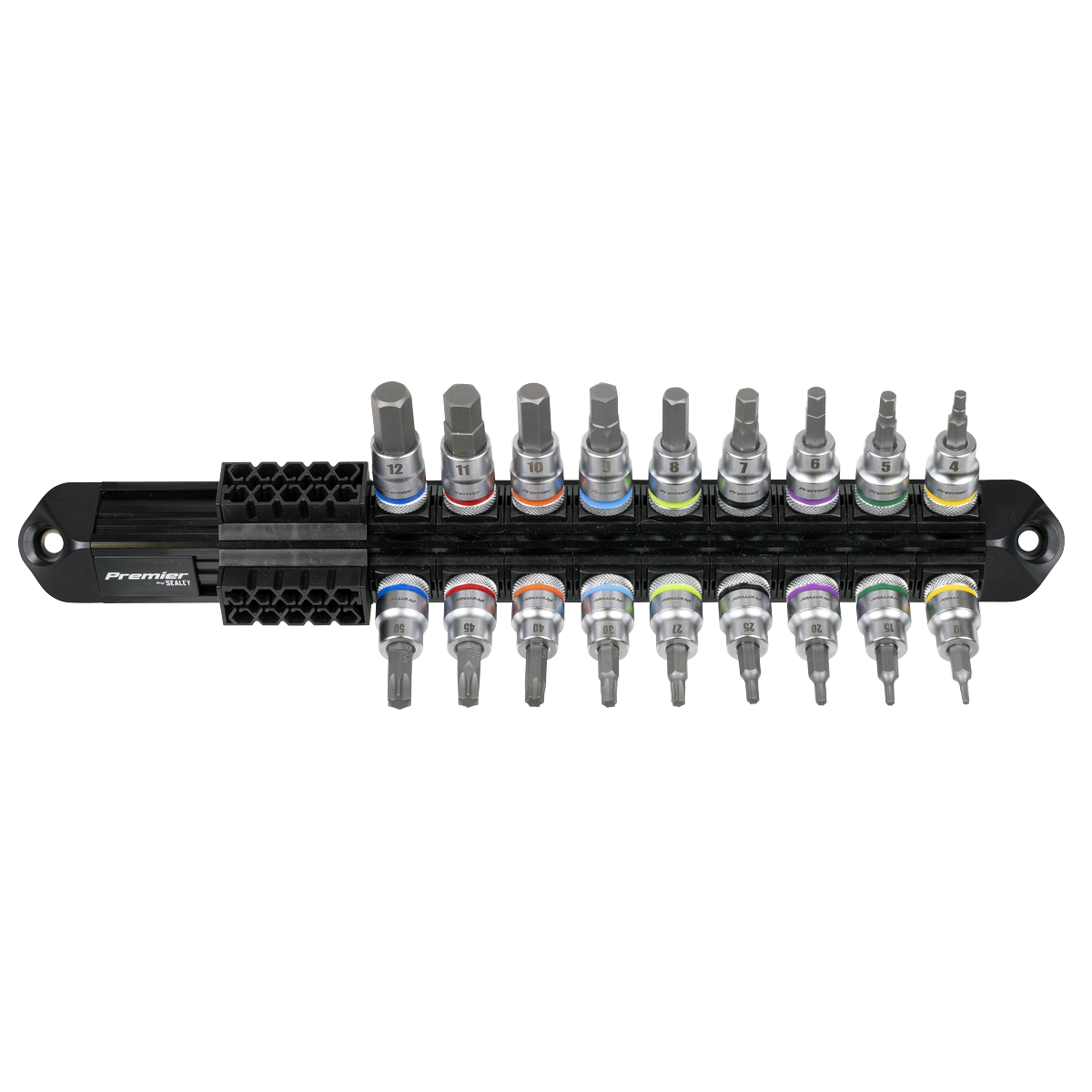 Sealey Premier Platinum Series Hex & TRX-Star* Socket Bit Set 3/8"Sq Drive 18pc AK6252