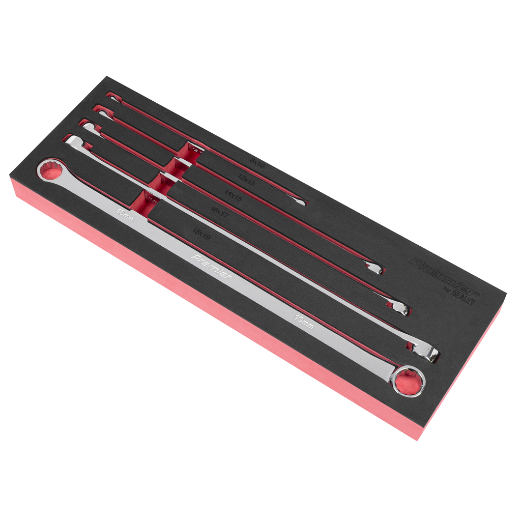 Sealey Premier Extra-Long Double End Ring Spanner Set in EVA Foam Tray 5pc AK63110