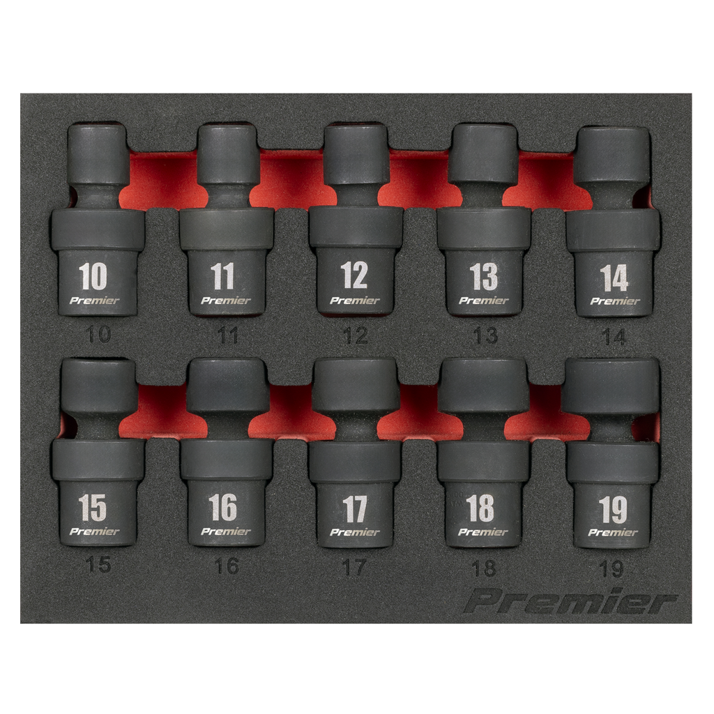 Sealey Premier Universal Joint Impact Socket Set 3/8"Sq Drive 10pc AK68220 2