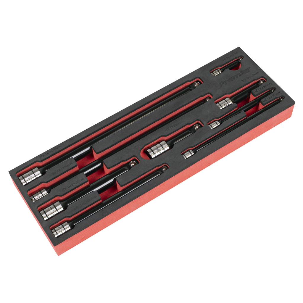 Sealey Premier Black Wobble/Rigid Extension Bar Set 1/4", 3/8" & 1/2"Sq Drive 9pc - Premier Black AK7693
