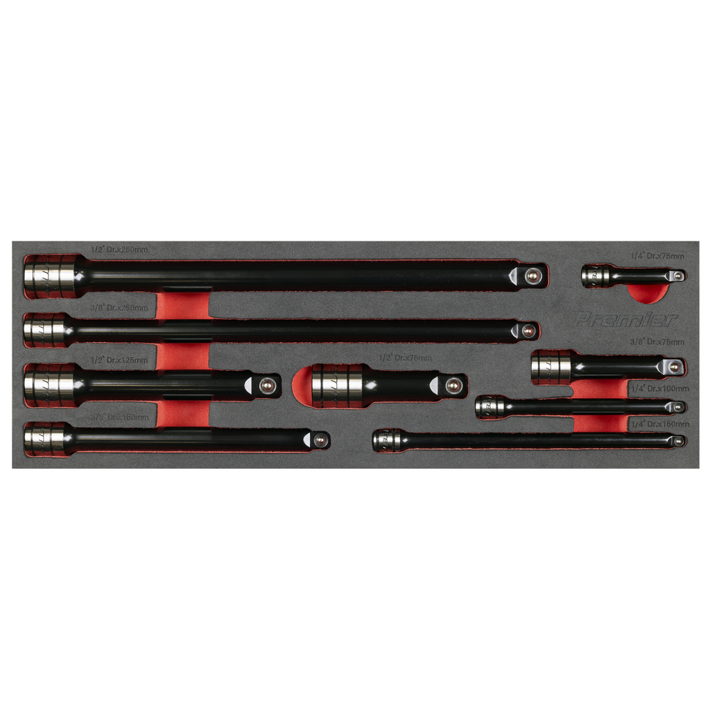Sealey Premier Black Wobble/Rigid Extension Bar Set 1/4", 3/8" & 1/2"Sq Drive 9pc - Premier Black AK7693