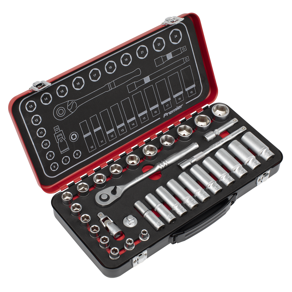 Sealey Premier Platinum Socket Set 3/8"Sq Drive 32pc AK7922 - BostonPlates Autocare Centre