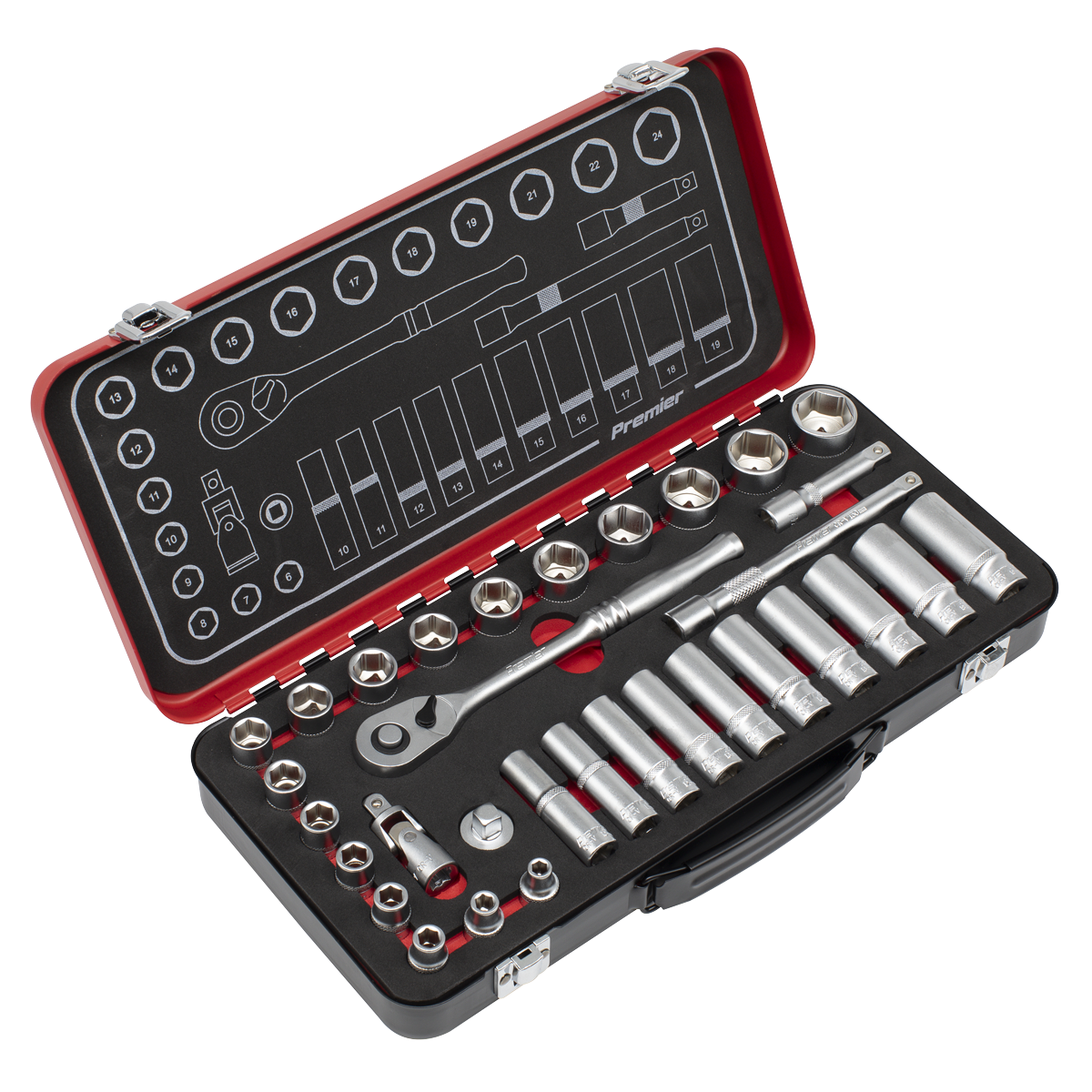 Sealey Premier Platinum Socket Set 3/8"Sq Drive 32pc AK7922 - BostonPlates Autocare Centre