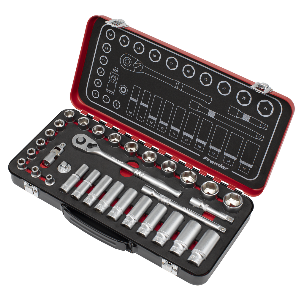 Sealey Premier Platinum Socket Set 3/8"Sq Drive 32pc AK7922 - BostonPlates Autocare Centre