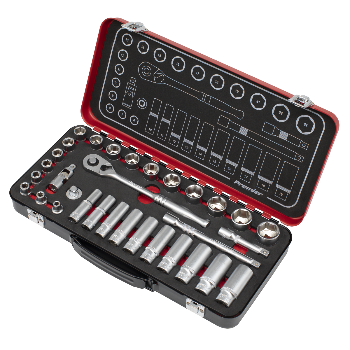 Sealey Premier Platinum Socket Set 3/8"Sq Drive 32pc AK7922 - BostonPlates Autocare Centre