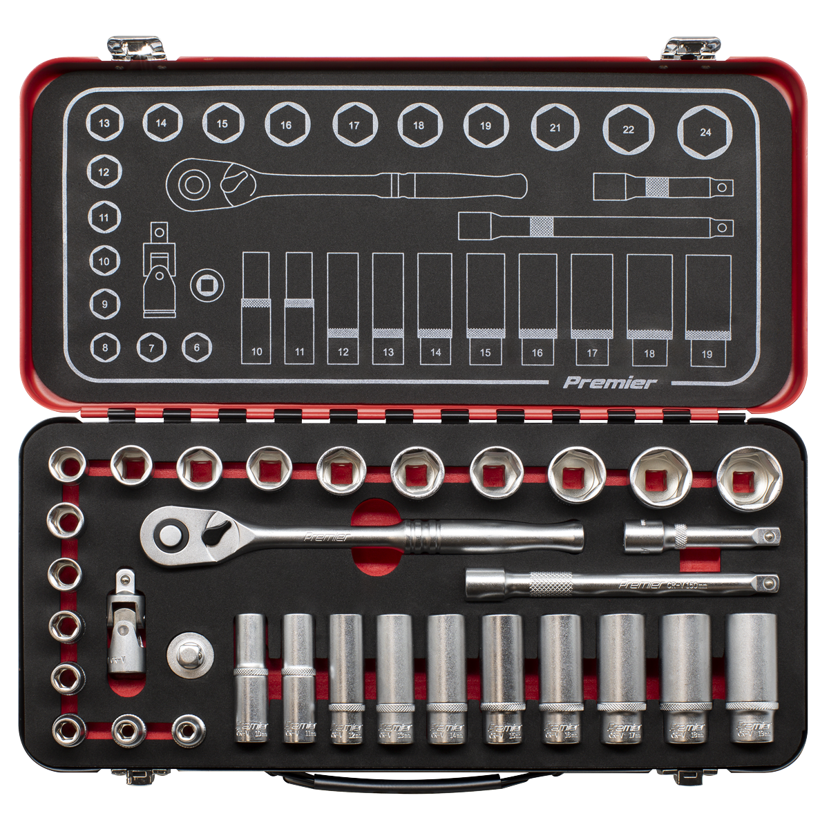 Sealey Premier Platinum Socket Set 3/8"Sq Drive 32pc AK7922 - BostonPlates Autocare Centre