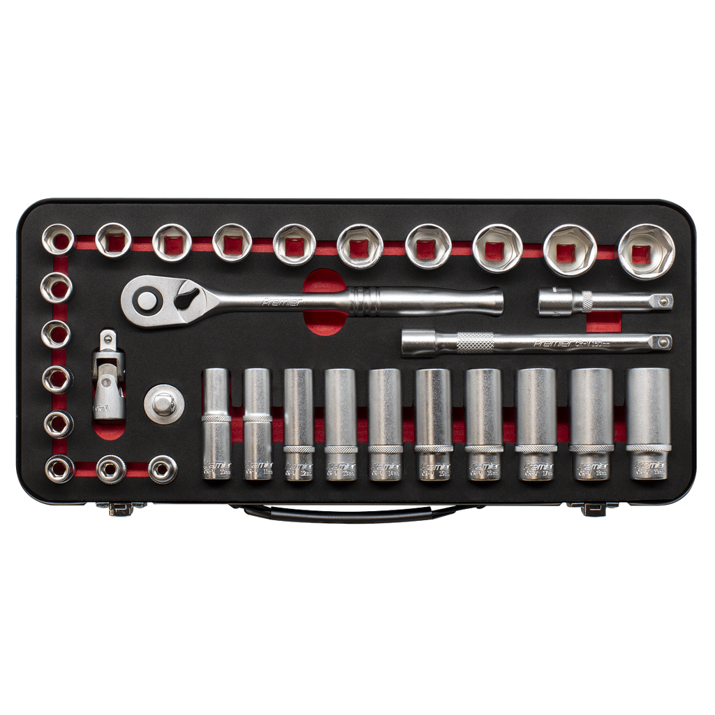 Sealey Premier Platinum Socket Set 3/8"Sq Drive 32pc AK7922 - BostonPlates Autocare Centre