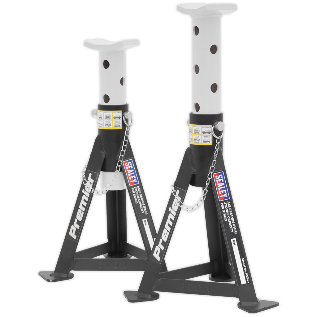 Sealey Premier Axle Stands (Pair) 3 Tonne Capacity per Stand - White AS3