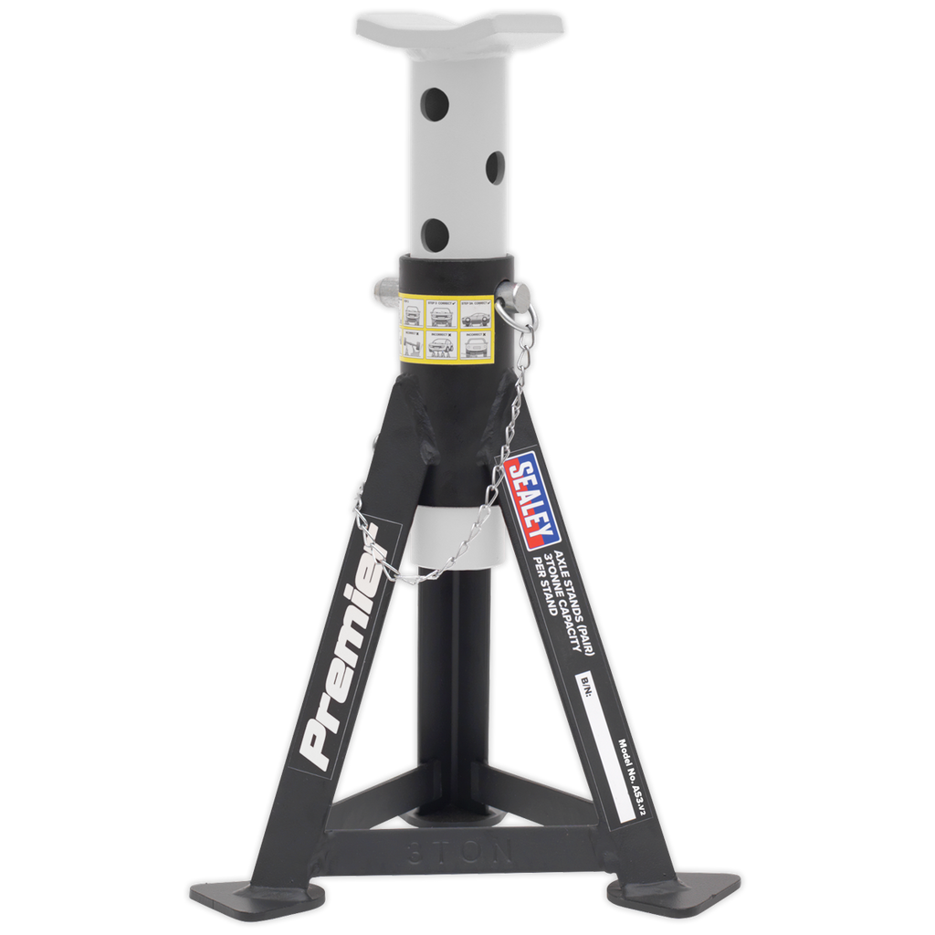 Sealey Premier Axle Stands (Pair) 3 Tonne Capacity per Stand - White AS3