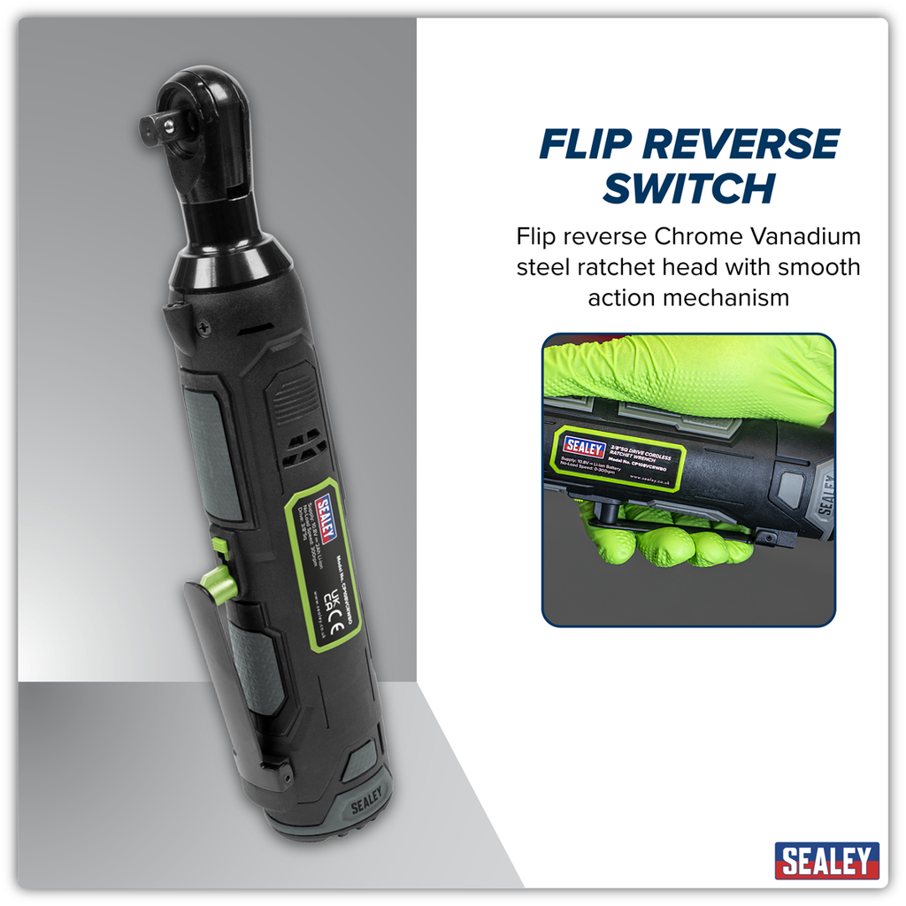 Sealey SV10.8 Series 3/8"Sq Drive Cordless Ratchet Wrench Kit 45Nm 10.8V 2Ah CP108VCRW 2