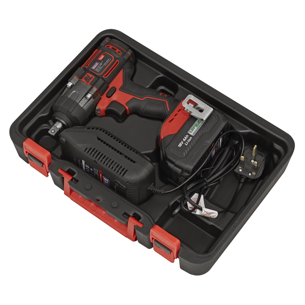 Sealey 1/2"Sq Drive Cordless Brushless Impact Wrench 18V 4Ah CP650LI - BostonPlates Autocare Centre