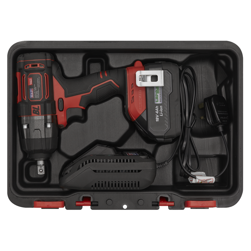 Sealey 1/2"Sq Drive Cordless Brushless Impact Wrench 18V 4Ah CP650LI - BostonPlates Autocare Centre