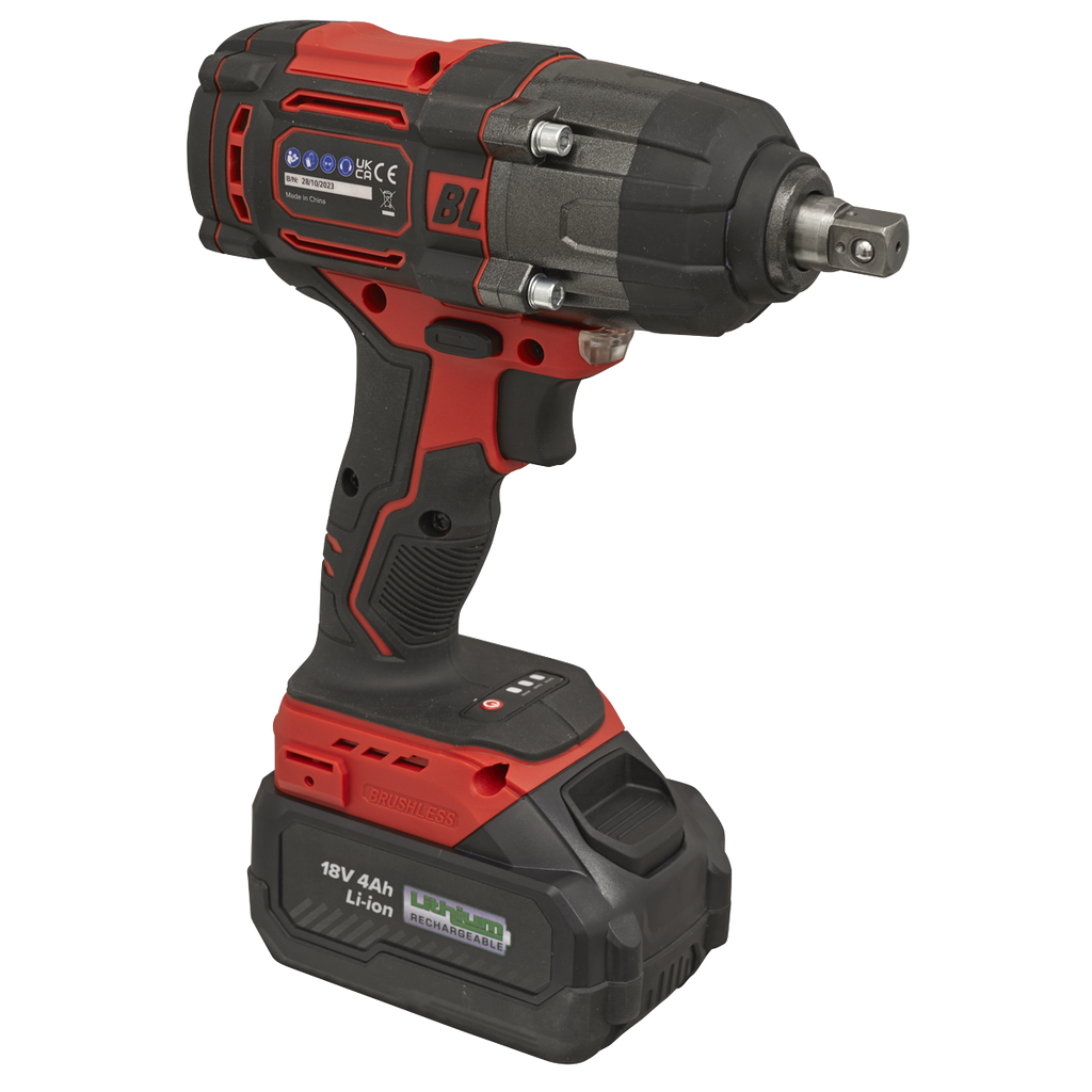 Sealey 1/2"Sq Drive Cordless Brushless Impact Wrench 18V 4Ah CP650LI - BostonPlates Autocare Centre