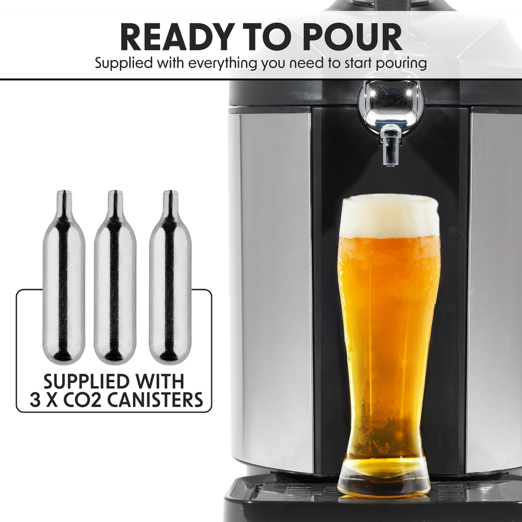 Baridi Mini Keg Draft Beer Dispenser Tap with Integrated Cooling 5L Capacity