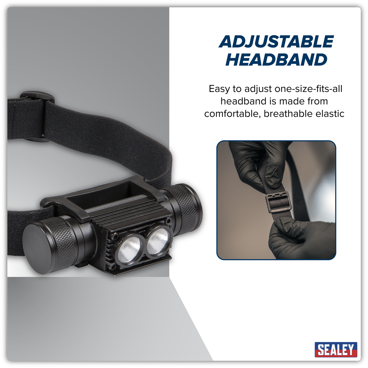 Sealey Rechargeable Head Torch 10W SMD LED HT110R - BostonPlates Autocare Centre
