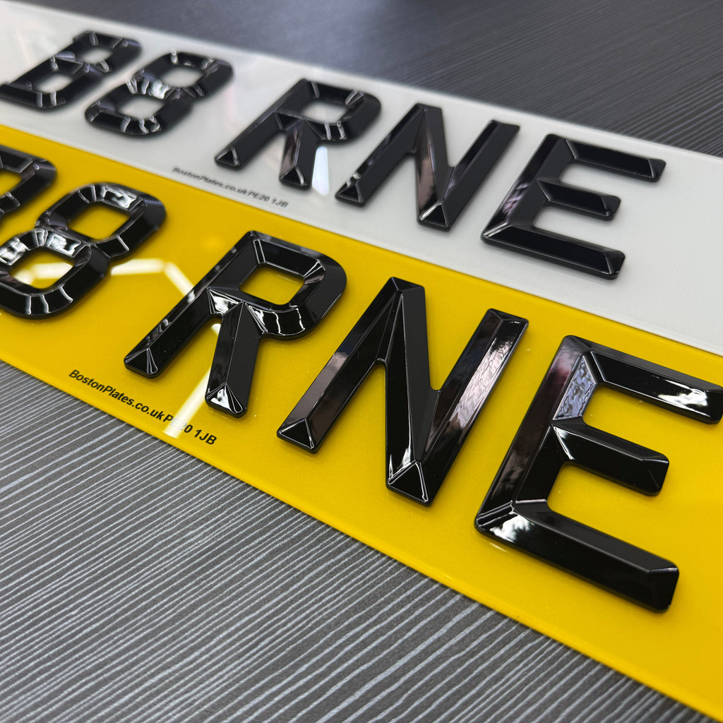 Show Plates - Short Retro - Not for Road Use - Front - Rear - Pair - BostonPlates Autocare Centre
