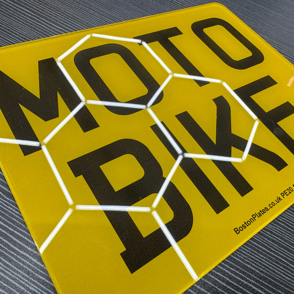 Motorcycle Rear - ALL STYLES- Show Plates - Printed - 3D Gel - 4D Acrylic - 4D Gel - Not Road Legal - BostonPlates Autocare Centre