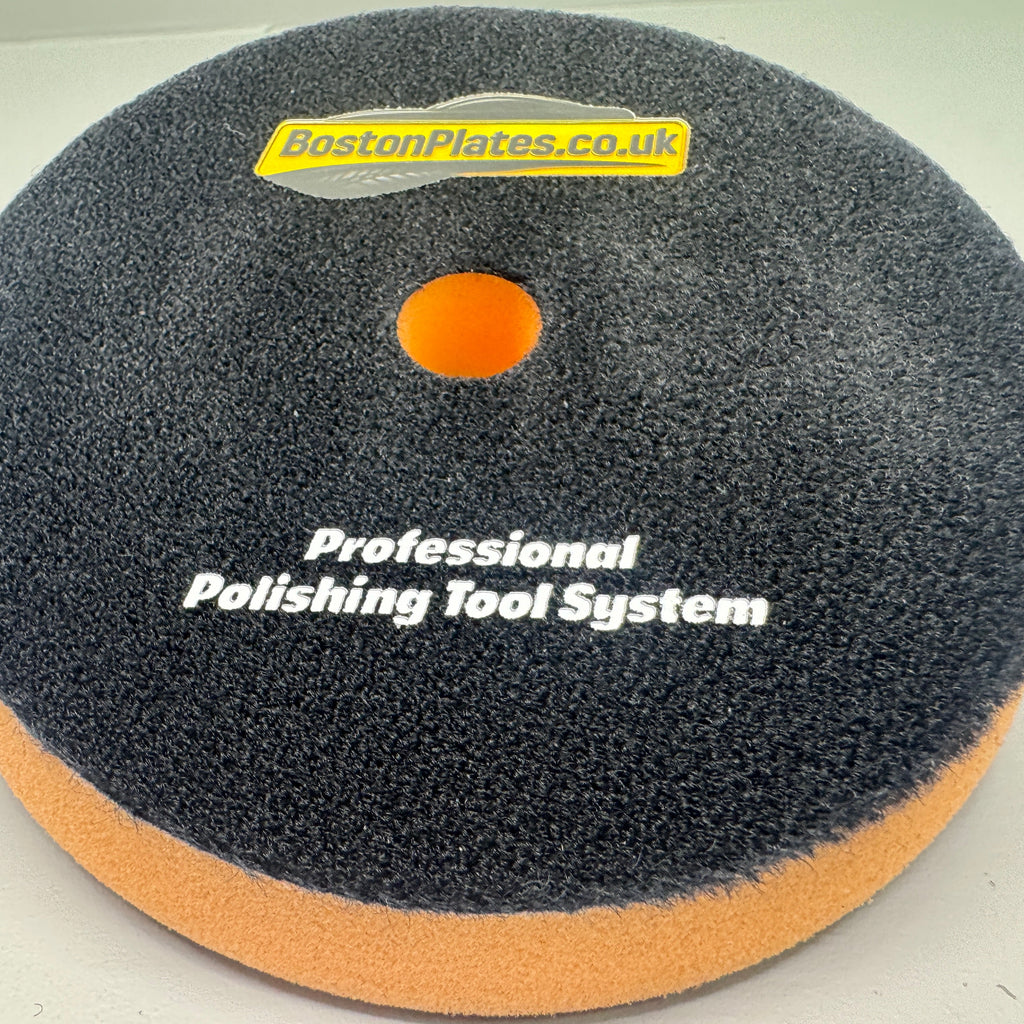2 x 6 Inch (150mm) Buffing Pad and Polishing Pad. Orange Waffle, Blue Hexagon - BostonPlates Autocare Centre