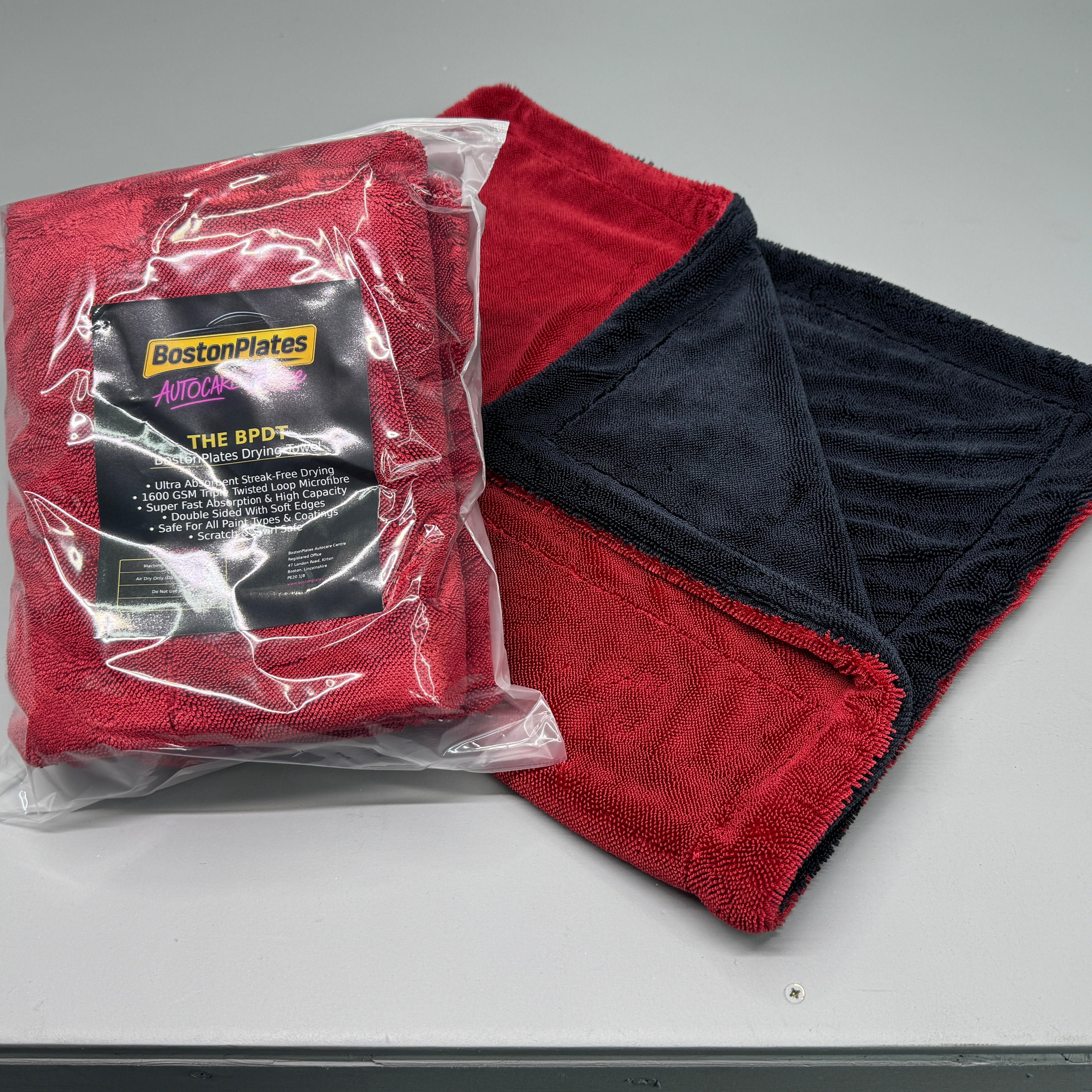 BostonPlates Car Drying Towel - "THE BPDT" Double Sided Triple Twisted Loop 50x80cm 1600gsm