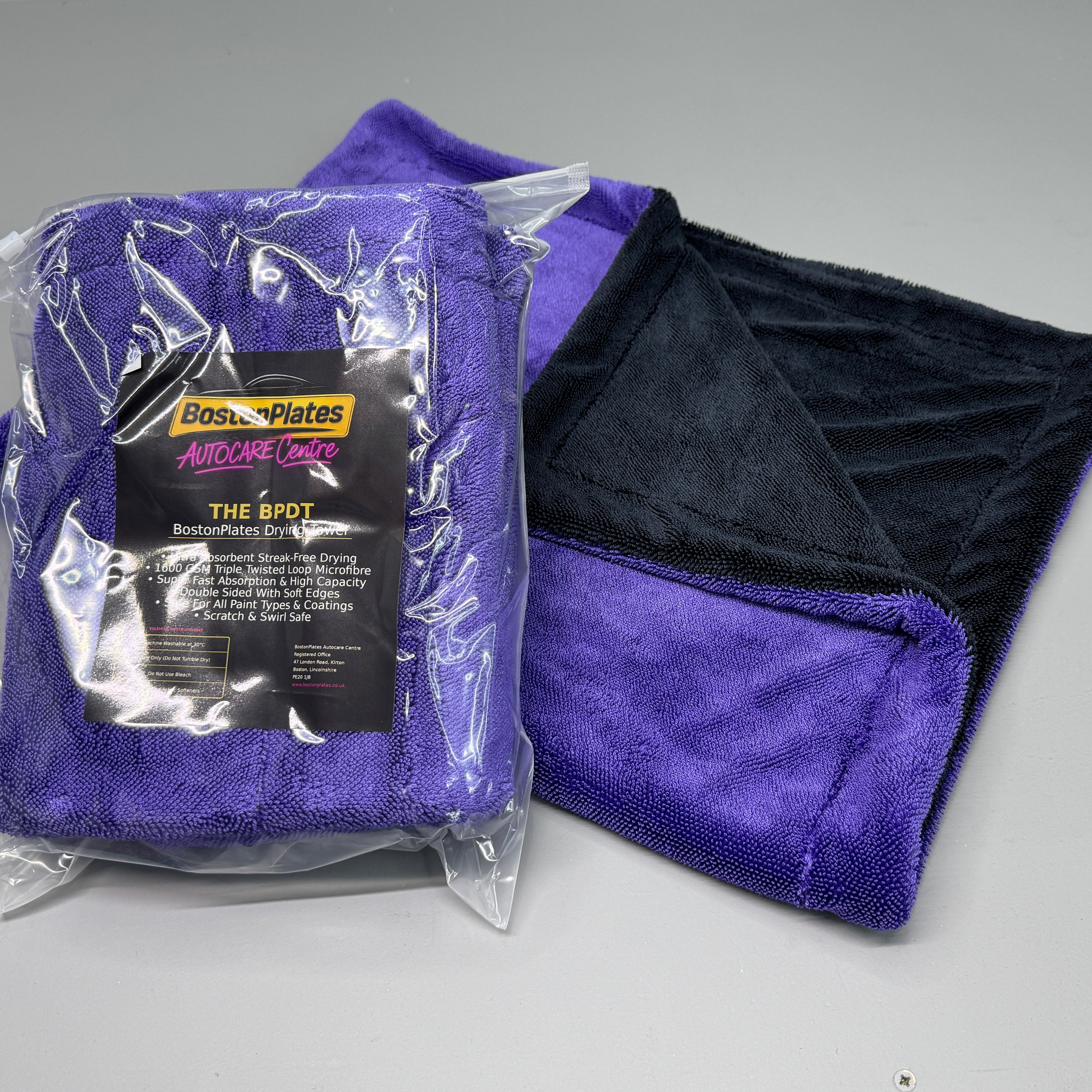BostonPlates Car Drying Towel - "THE BPDT" Double Sided Triple Twisted Loop 50x80cm 1600gsm