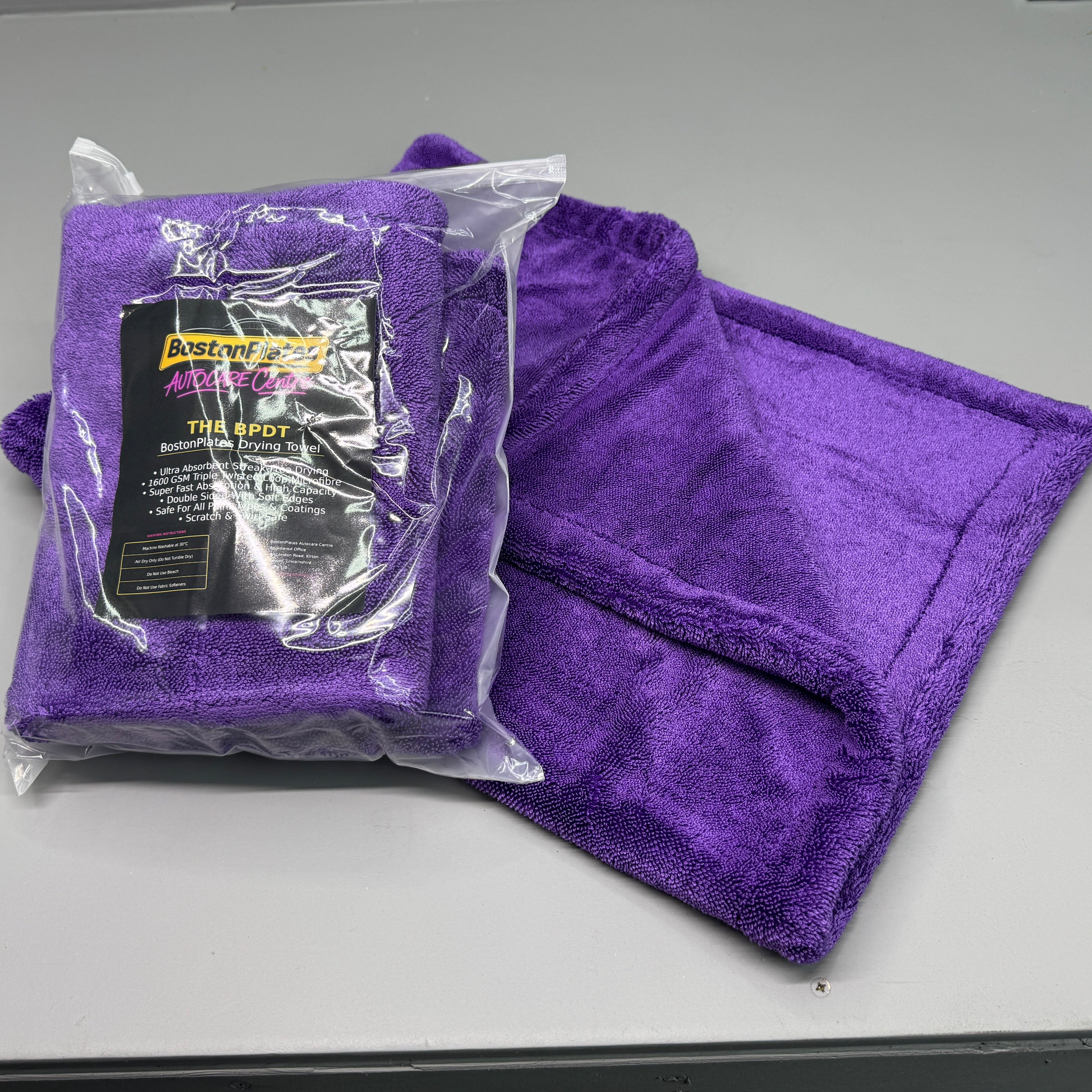 BostonPlates Car Drying Towel - "THE BPDT" Double Sided Triple Twisted Loop 50x80cm 1600gsm