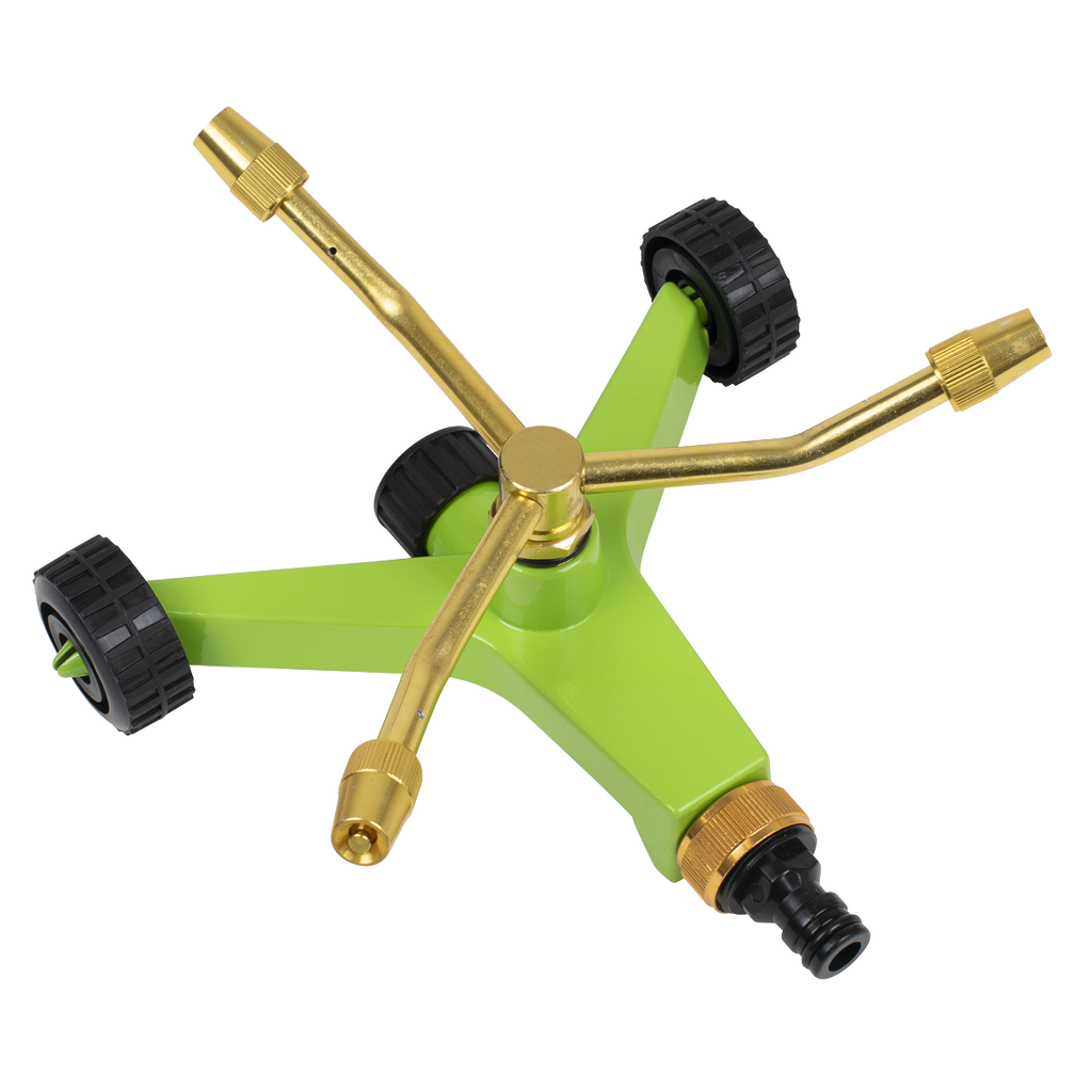Sealey 3-Arm Brass Sprinkler with Metal Wheeled Base JS2032
