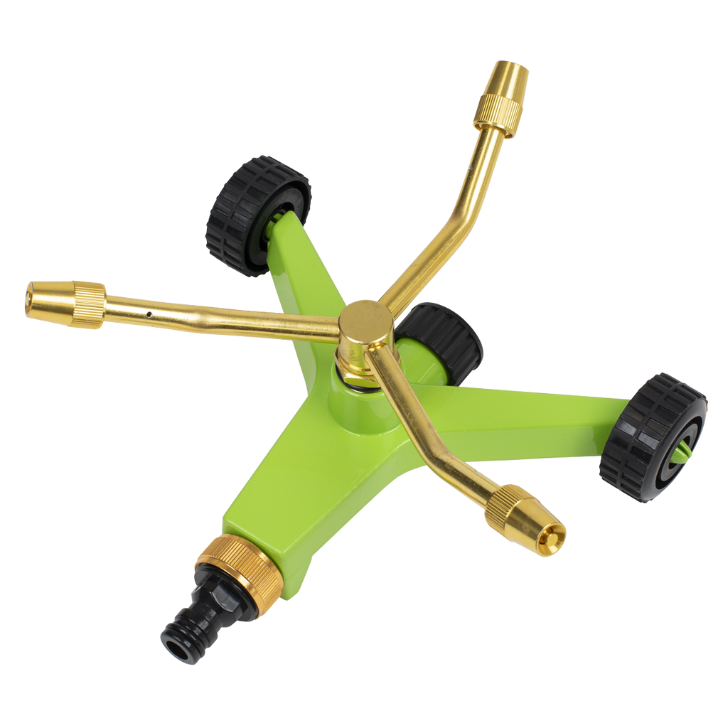 Sealey 3-Arm Brass Sprinkler with Metal Wheeled Base JS2032