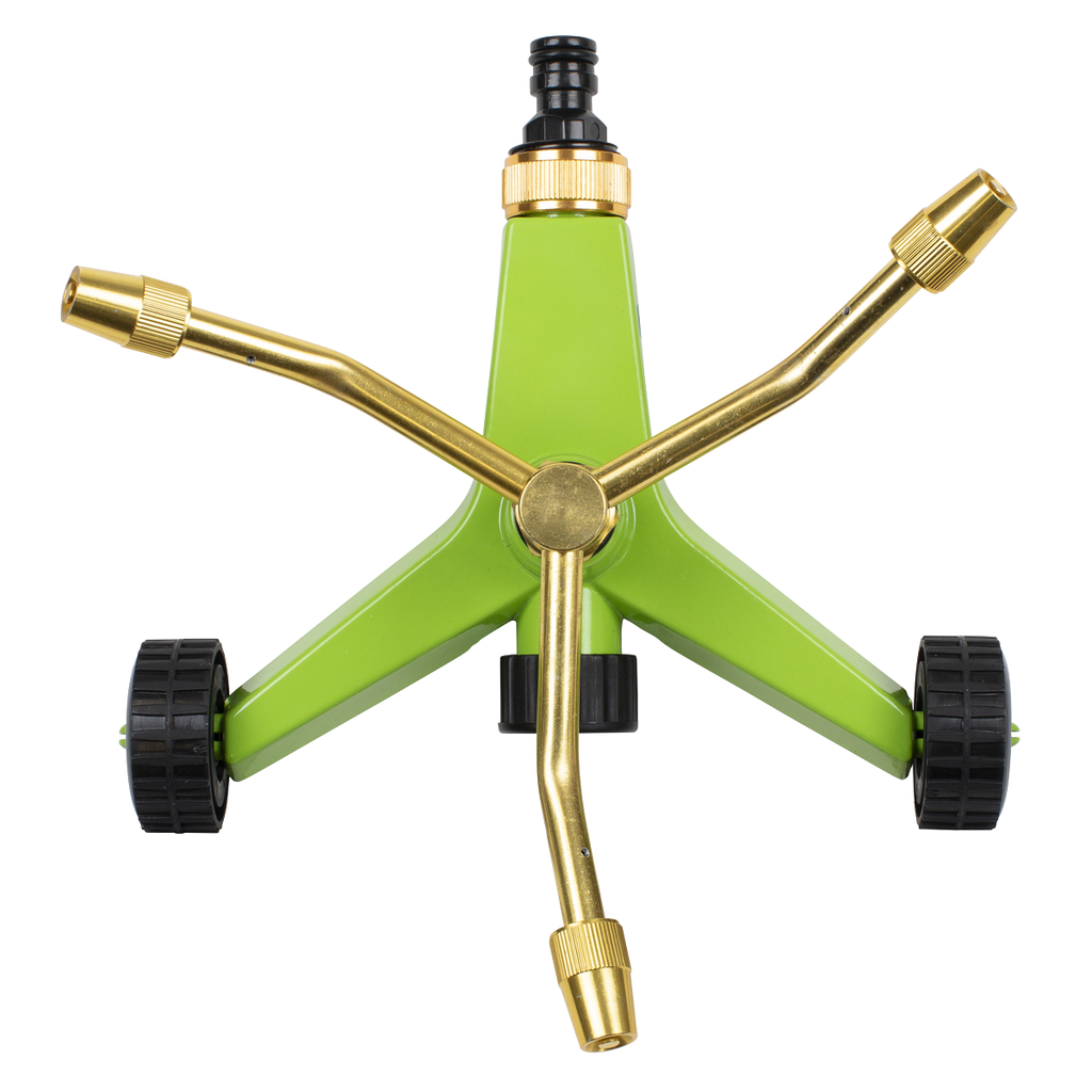 Sealey 3-Arm Brass Sprinkler with Metal Wheeled Base JS2032