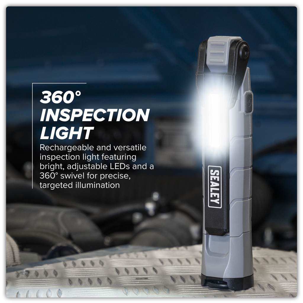 Sealey Rechargeable 360° Inspection Light 10W & 2 x 4W SMD LED - Grey LED3605GR - BostonPlates Autocare Centre
