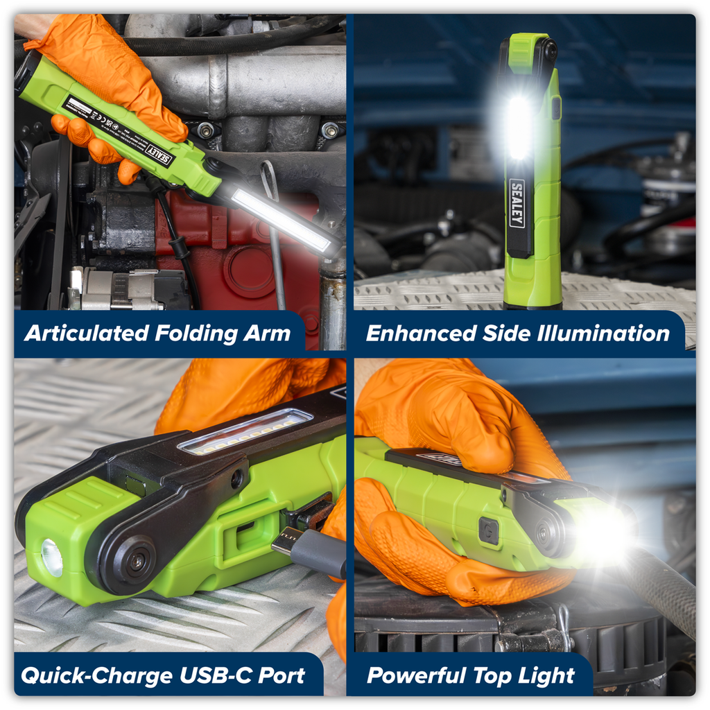 Sealey Rechargeable 360° Inspection Light 10W & 2 x 4W SMD LED - Green LED3605G