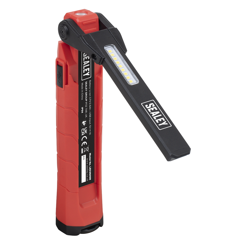 Sealey Rechargeable 360° Inspection Light 10W & 2 x 4W SMD LED - Red LED3605R - BostonPlates Autocare Centre