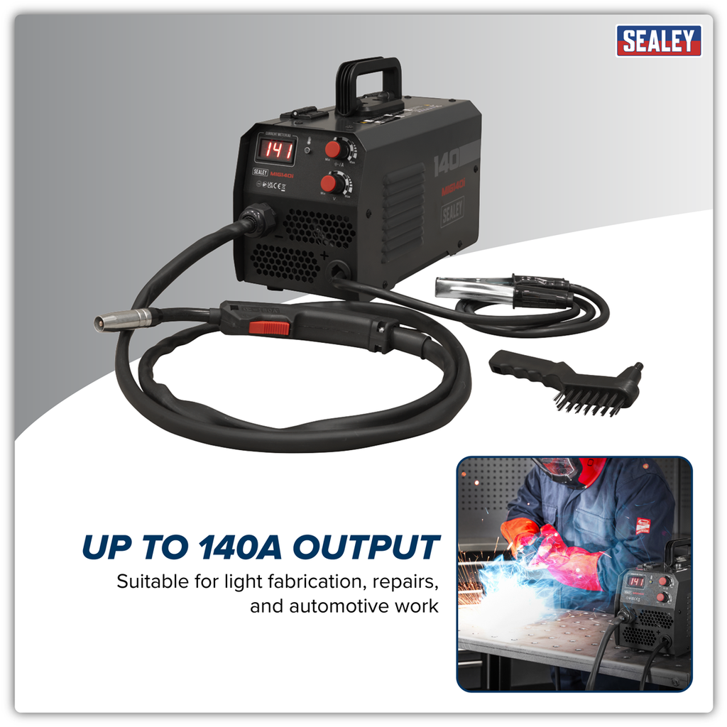 Sealey Flux Cored Gasless MIG Inverter Welder 140A MIG140i