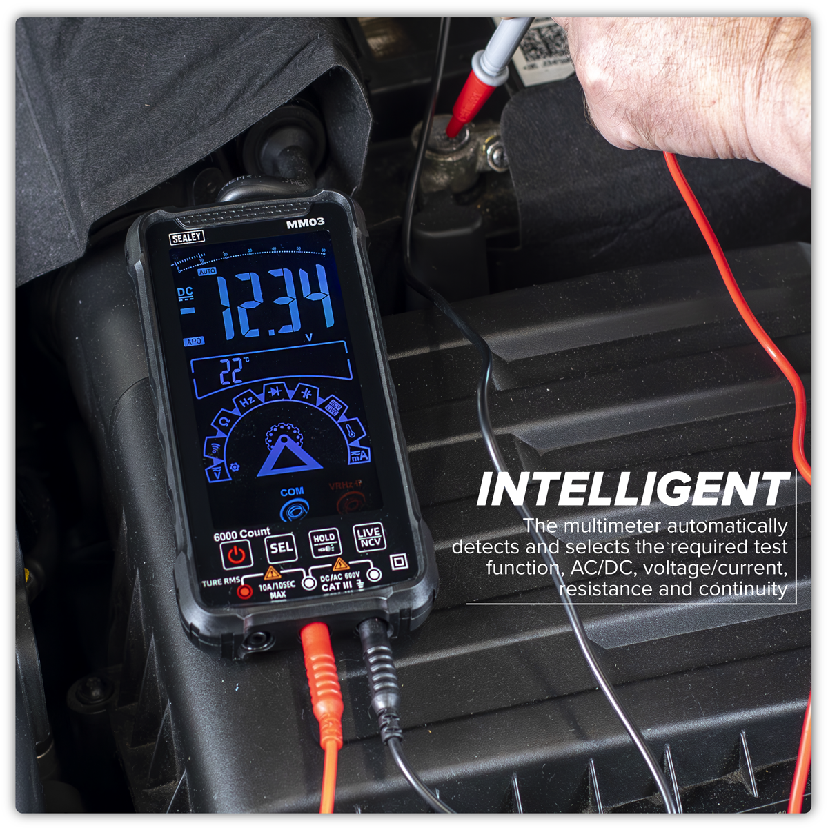 Sealey Touchscreen Rechargeable Auto-Ranging Digital Smart Multimeter 10-Function MM03